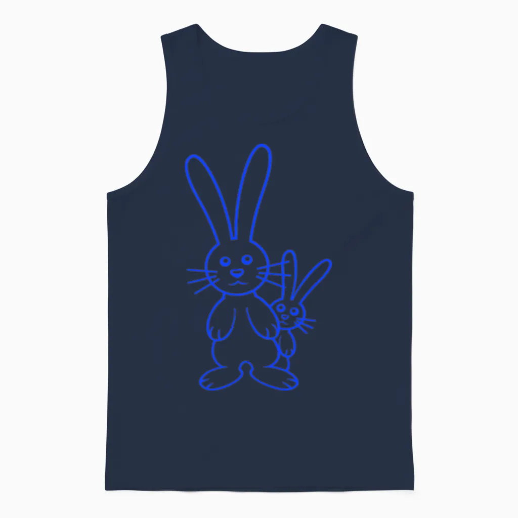 2 Rabbit Child Hides Father Two Toddler Mother Fun Unisex Tank Top in Navy