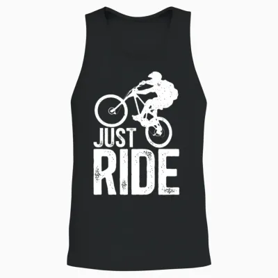 Mountain Biking Just Ride Distressed Unisex Tank Top - Black