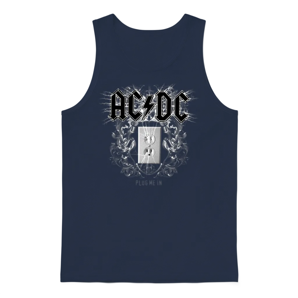 Ac/dc Logo with Socket Plug Me in Videoalbum Unisex Tank Top - Navy
