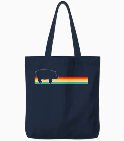Pig Retro Tote Bags - Navy