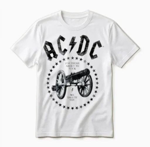 Ac/dc Cannon We Salute You Unisex T-Shirt in White