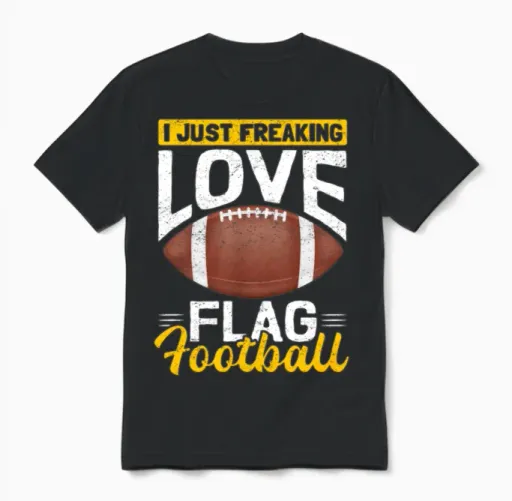 Flag Football I Love Flag Football Unisex T-Shirt in Black
