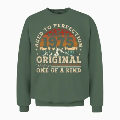 Original 1975 Vintage Vintage Birthday Retro Unisex Sweatshirt - Military Green