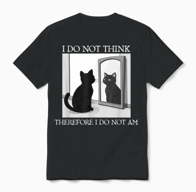 Philosophie Du Chat « I Do Not Think Therefore I Do Not Am Funny » Unisex T-Shirt in Black