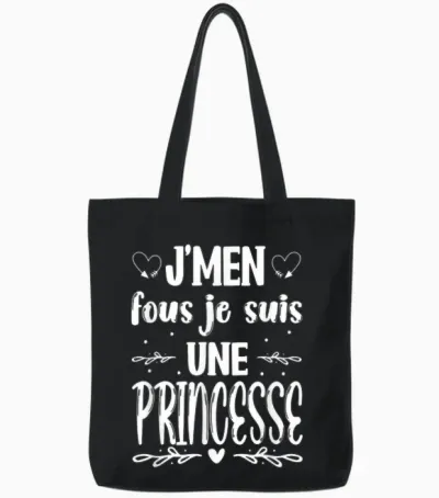 Women's Mother's Day Humour - Je Suis Une Princesse T-Shirt, Black, S Tote Bags - Black