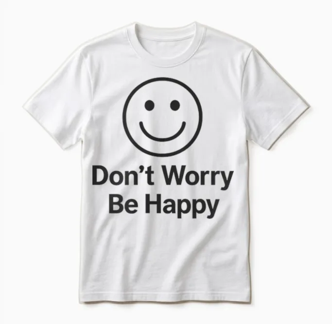Don't Worry Be Happy Unisex T-Shirt in White