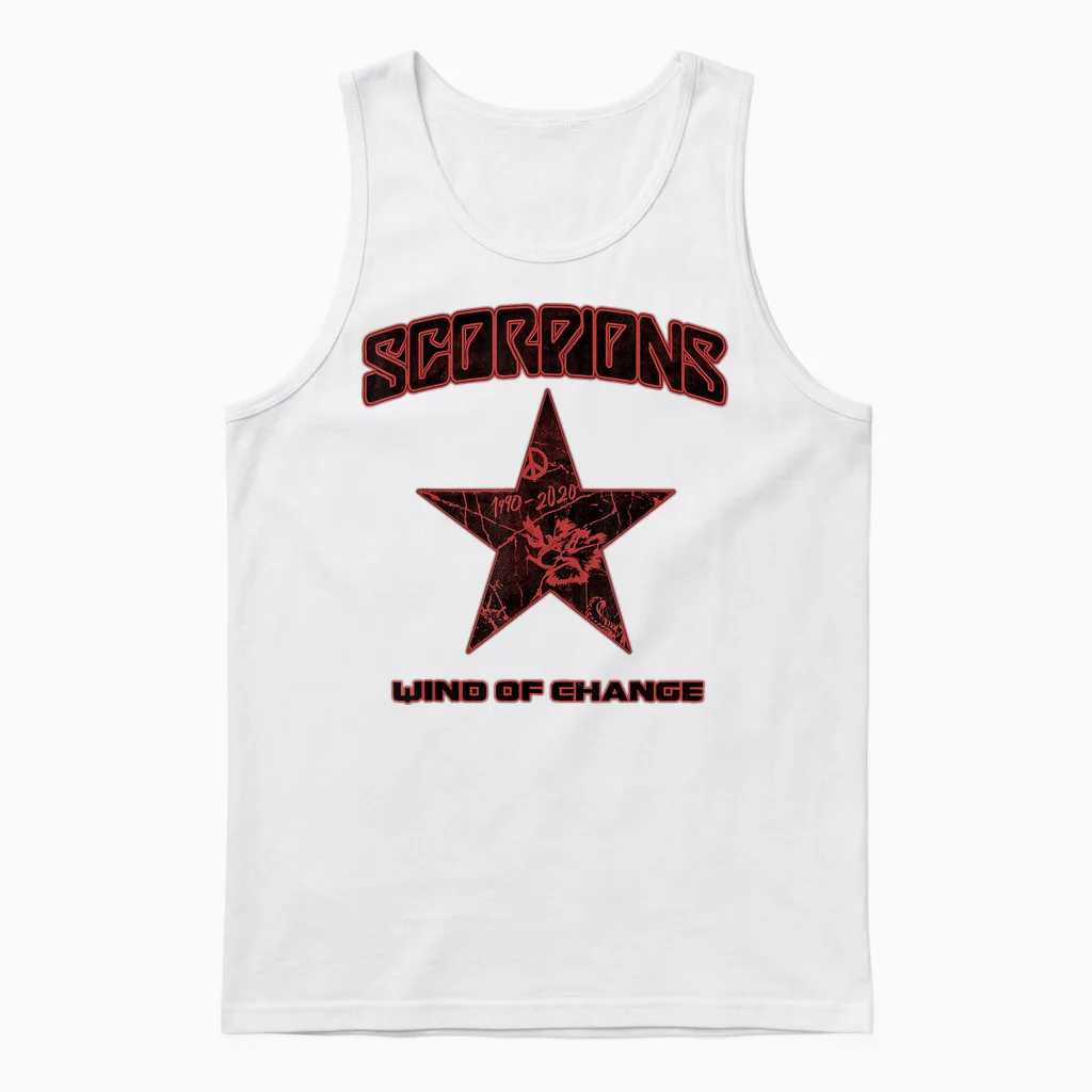 Offizielle Scorpions Wind of Change Schwarz Unisex Tank Top in White