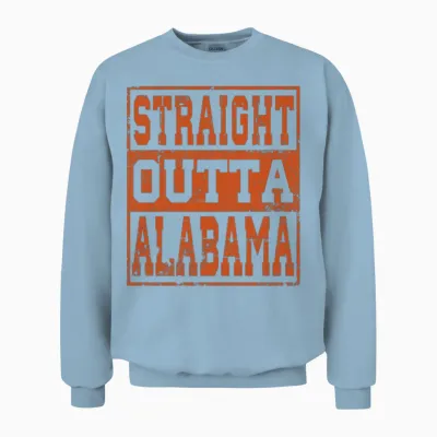 Alabama Straight Outta Alabama Vintage Unisex Sweatshirt - Light Blue