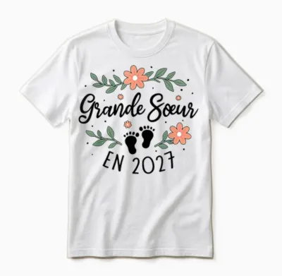 Future Grande Sœur 2027 Annonce Bébé Tu Vas être Grande Sœur Unisex T-Shirt - White