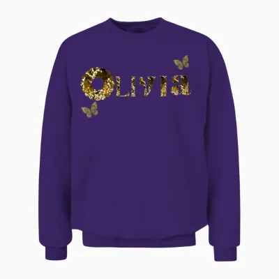 Olivia Gold Glitter Logo Unisex Sweatshirt - Purple