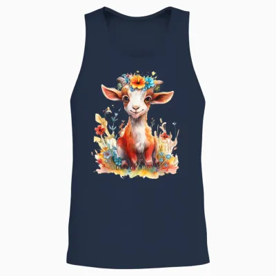 Baby Ziege Mit Blumen Süße Ziegen Mädchen Tochter Unisex Tank Top - Navy