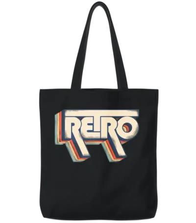 Retro Style Tote Bags - Black
