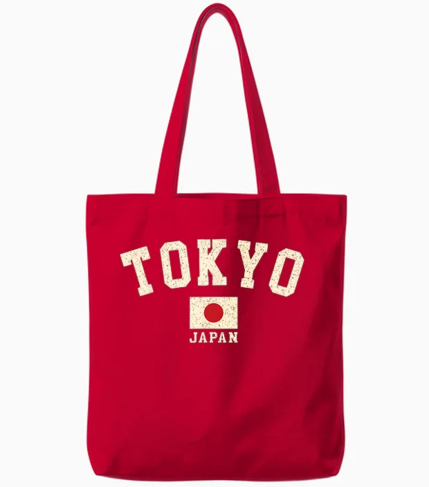 Vintage Tokyo Japan Japanische Flagge Souvenir Retro Grafik Tote Bags in Red