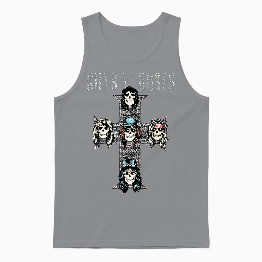 Guns N' Roses Official Vintage Cross Unisex Tank Top in Sport Grey