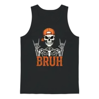 Bruh Skeleton Rock on Halloween Rocker Men Boys Unisex Tank Top - Black – 1