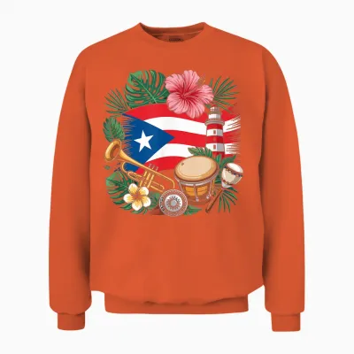 Puerto Rico Boricua Coqui Frog Taino Sun Puerto Rican Unisex Sweatshirt - Orange