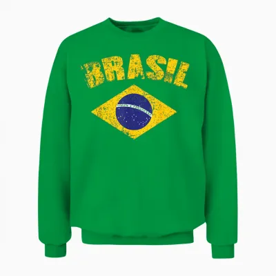 Brasilianische Nationalflagge Vintage Patriotischer Fußball Brasilien Unisex Sweatshirt - Irish Green