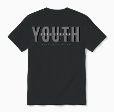 Youth Generation Bold Typography Bar Unisex T-Shirt - Black