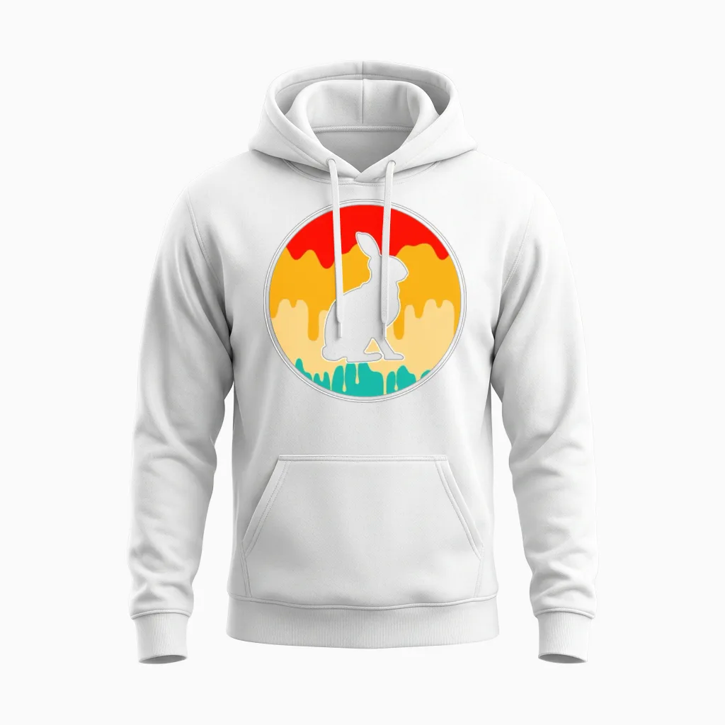 Rabbit Retro Unisex Hoodie in White
