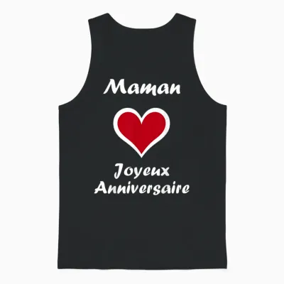 Cute Little Kid Love Happy Birthday Mom T-Shirt, Black, S Unisex Tank Top - Black