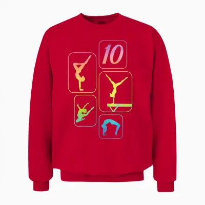 10th Birthday Gymnastics Girls Acrobatics Handstand Unisex Sweatshirt - Red