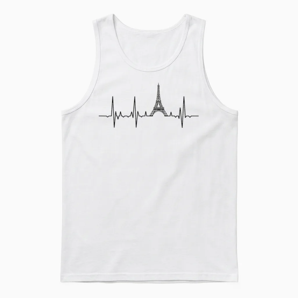 Eiffelturm Herzschlag Paris Herzklopfen Frankreich Unisex Tank Top in White