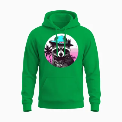 Style Raccoon Lovers Retro Unisex Hoodie - Irish Green