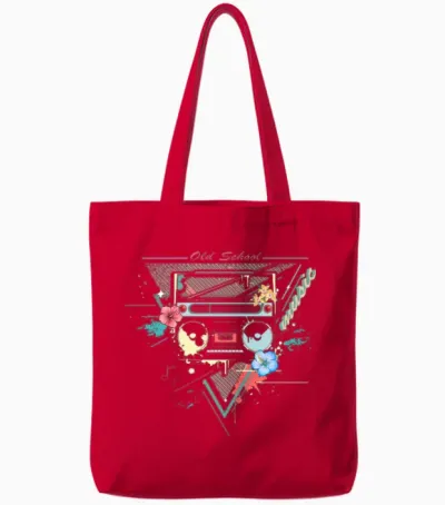 Ghettoblaster Retro Graffiti Tote Bags - Red