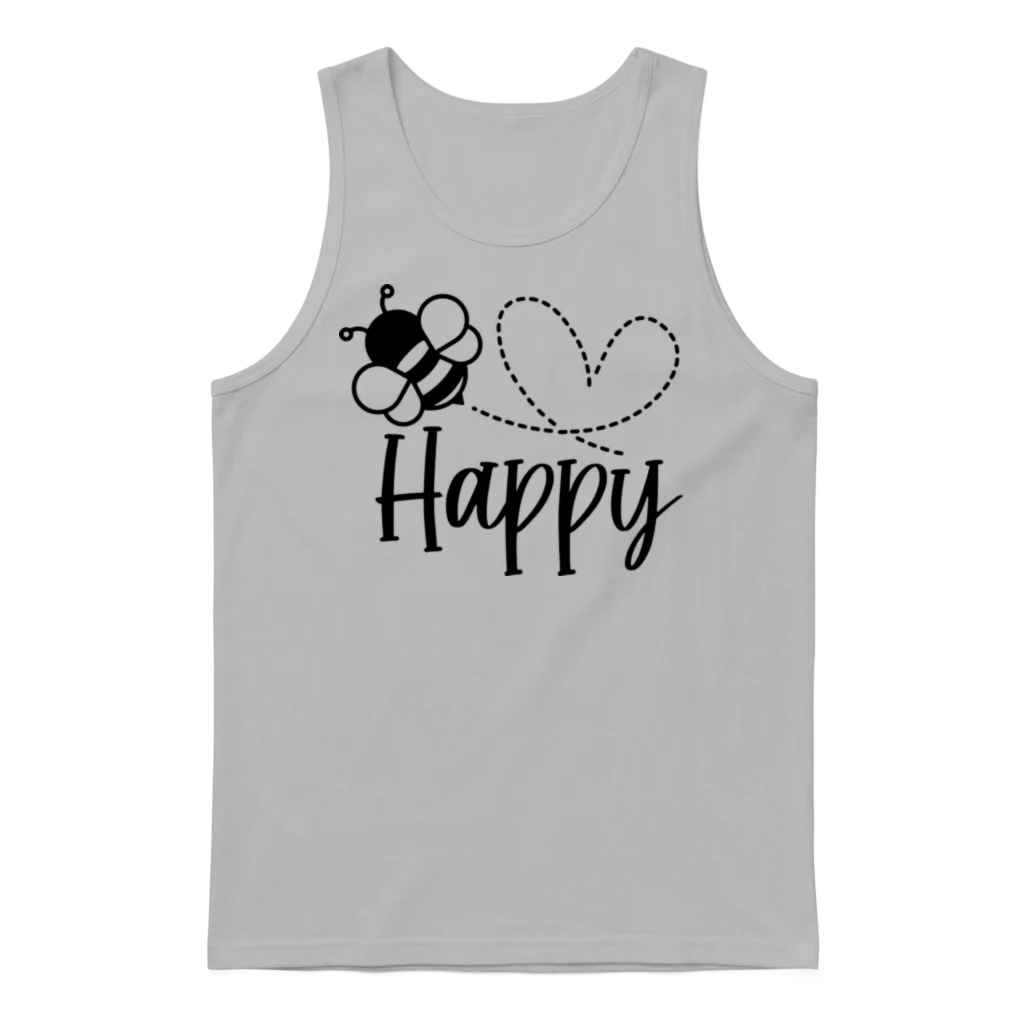 Bee Happy Unisex Tank Top - Ash