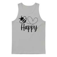 Bee Happy Unisex Tank Top - Ash – 1