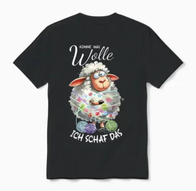 Komme Was Wolle Ich Schaf Das Lustiger Spruch Unisex T-Shirt - Black