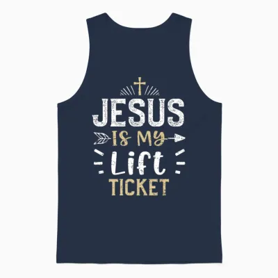 Jesus Is My Lift Ticket - Jesus Unisex Tank Top - Navy