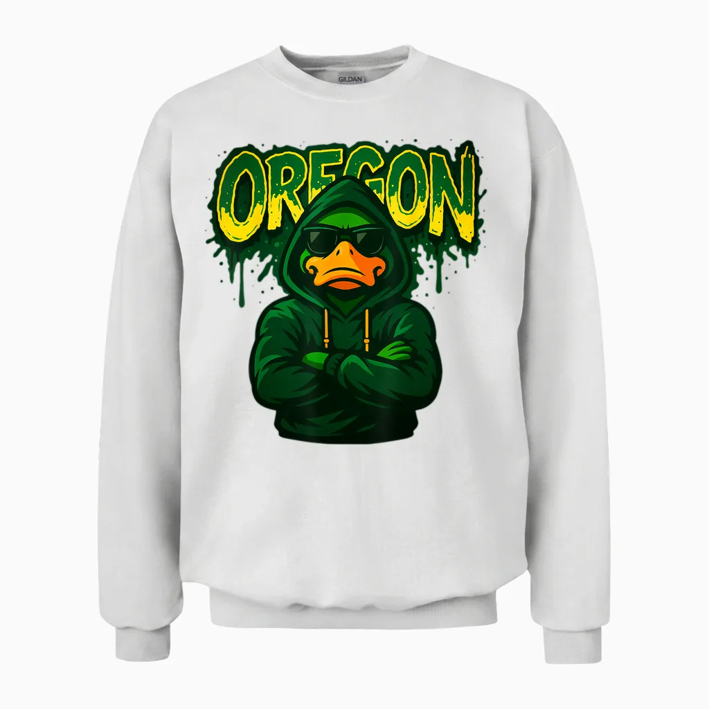 Oregon Apparel Retro Vintage Animal Men Women Boys Girl Unisex Sweatshirt in White