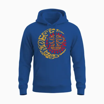 Maori Sun Moon Art Traditional Symbols Animal T-Shirt, Black, S Unisex Hoodie - Royal