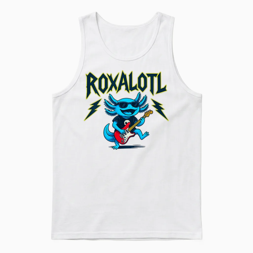Roxalotl Nettes Lustiges Axolotl Rock Music Heavy Metal T-Shirt Für Kinder Unisex Tank Top in White