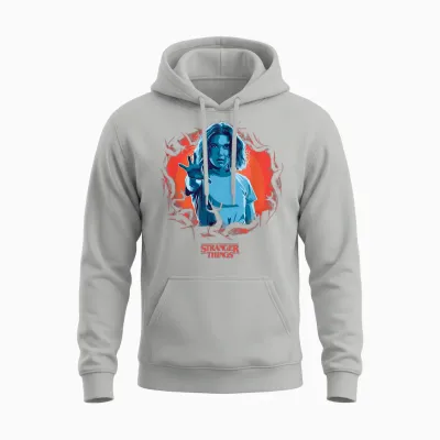 Stranger Things T-Shirt Eleven Reach Out - Blau, S, Kurzarm, Klassisch, Herren, Stranger Things Fans, Männer Unisex Hoodie - Ash