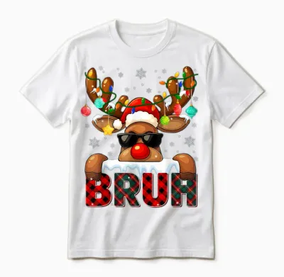 Bruh Cool Rudolph Red Nose Tree Light Christmas Xmas Boy Men Unisex T-Shirt - White