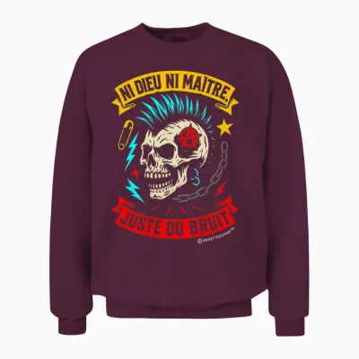 Punk Rock Music Skull Anarchist - Neither God nor Master Unisex Sweatshirt - Maroon