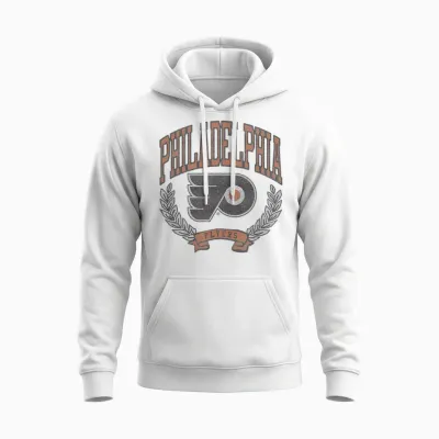 Philadelphia Flyers Vintage Victory Gray Officially Licensed Unisex Hoodie - White