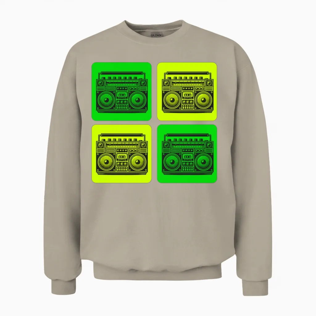 Retro Boombox Vibes Unisex Sweatshirt - Sand