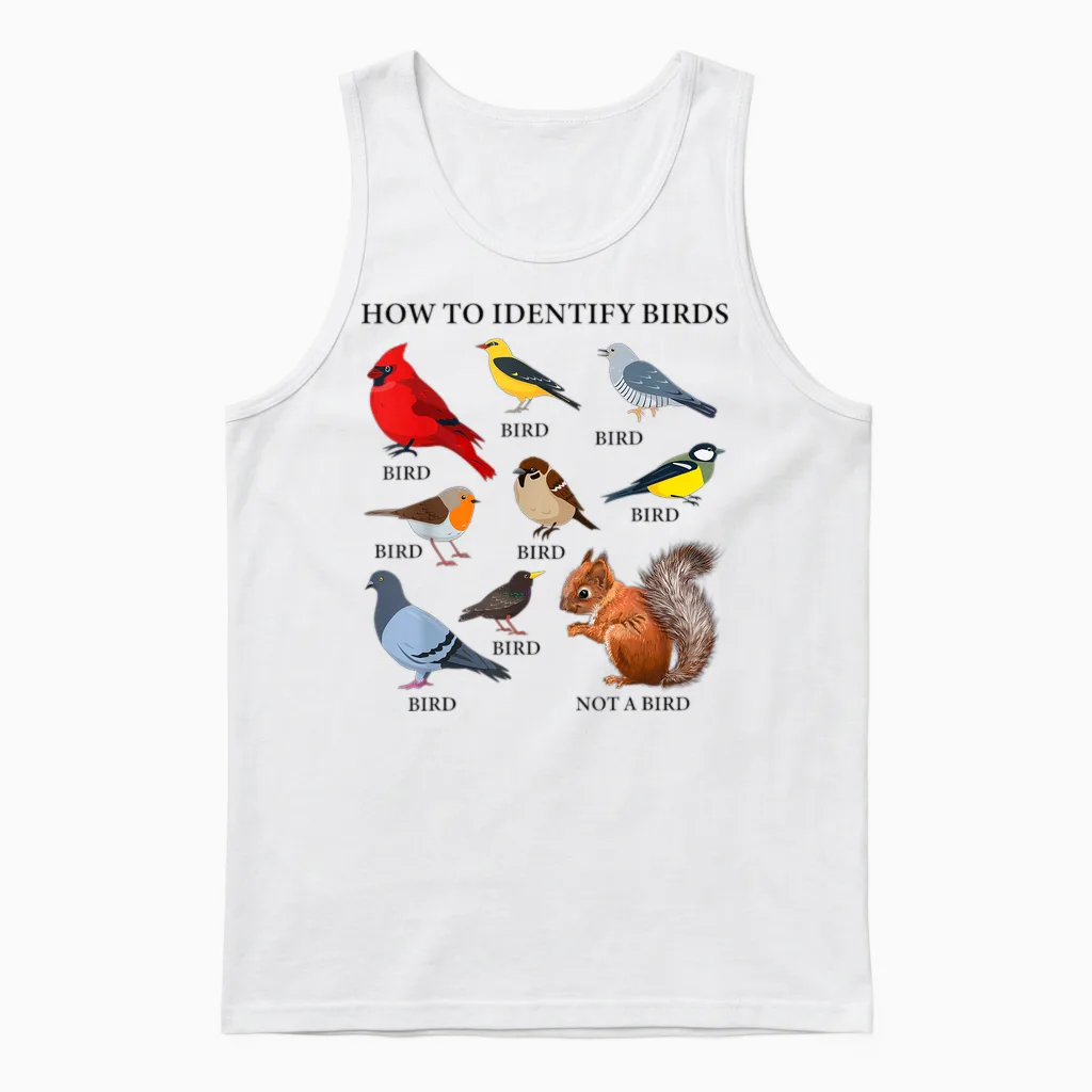 How to Identify Birds Funny Birds Identification Birdwatcher Unisex Tank Top in White