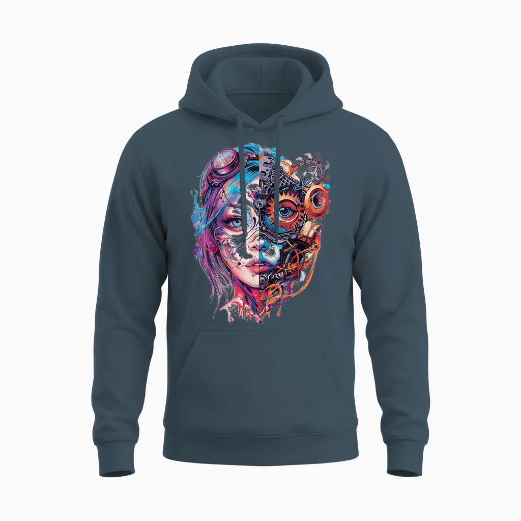 Anime Manga Graphic Illustration Colorful Anime T-Shirt, White, S Unisex Hoodie in Dark Heather