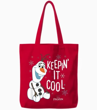 Disney Frozen Olaf Keepin It Cool T-Shirt, Black Tote Bags - Red
