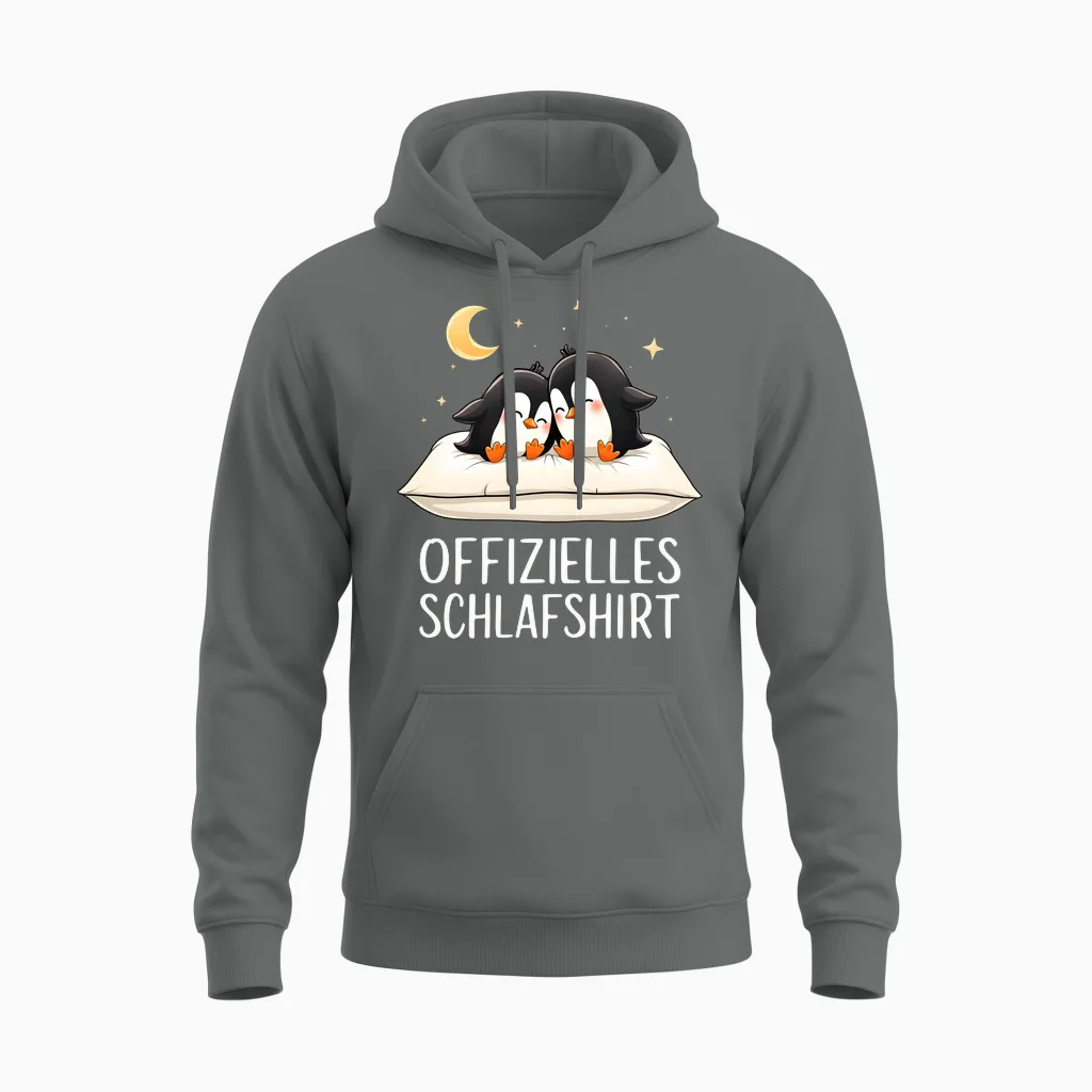 Official Penguin Penguin Long Sleeve Sleep Shirt, Black Unisex Hoodie in Graphite Heather