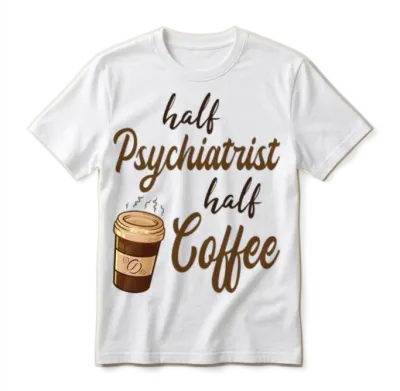 Half Psychiatrist Half Coffee Unisex T-Shirt - White