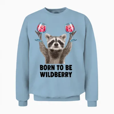 Born to Be Wildberry Lillet X New Pedro Girls' Evening Jga T-Shirt, White Unisex Sweatshirt - Light Blue