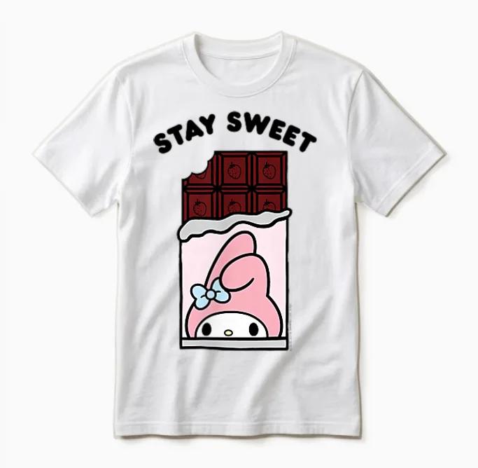 My Melody Stay Sweet Chocolate Bar Unisex T-Shirt in White