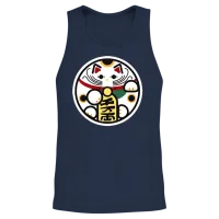 Round Lucky Cat — Lovers Unisex Tank Top - Navy – 2