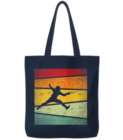 Fencing Retro Tote Bags - Navy