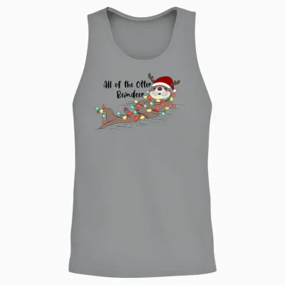 Funny Christmas Otter Unisex Tank Top - Sport Grey